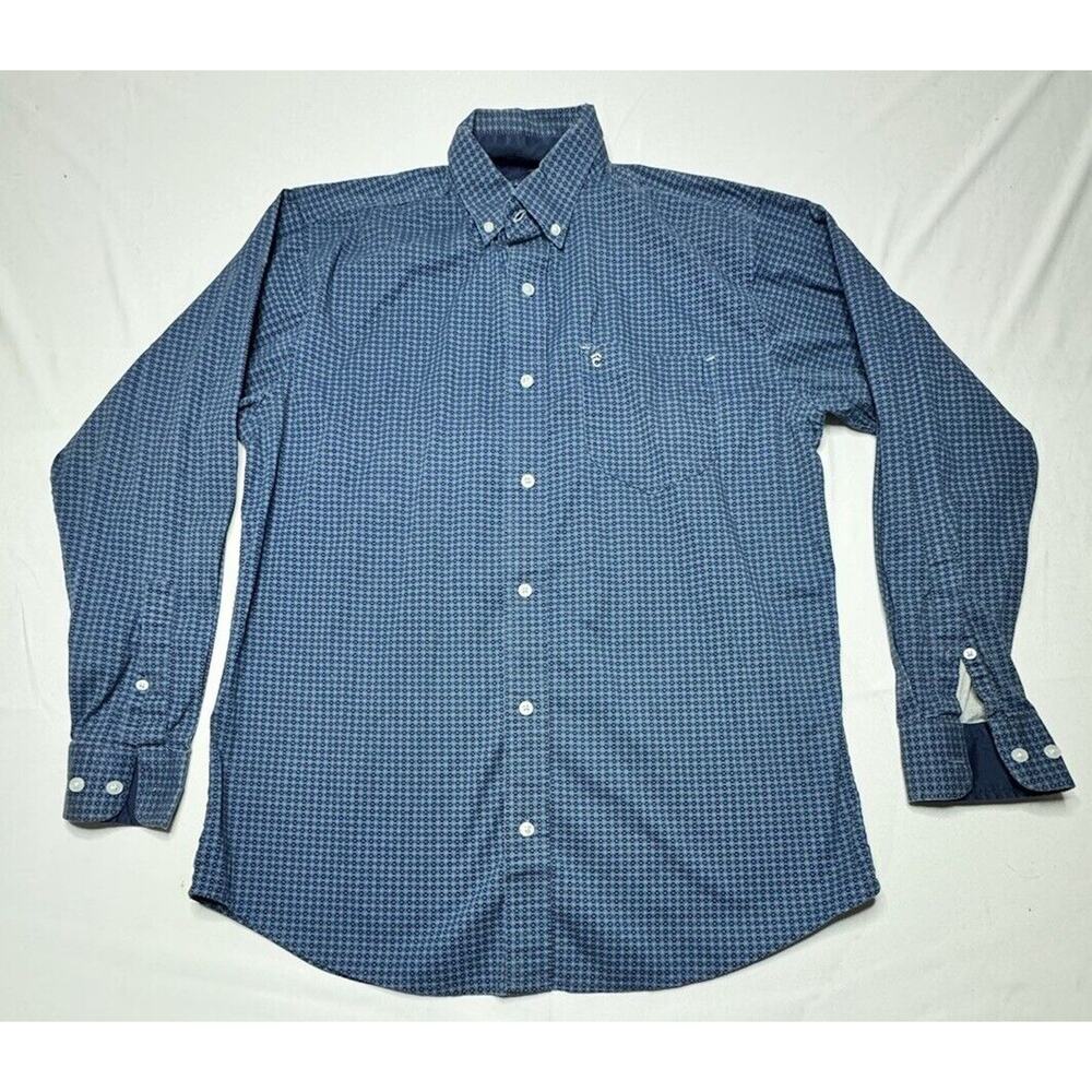 Rafter C Pro Flex 45 Performance Mens LS Blue Geo Print Button‎ Up Shirt Size M*